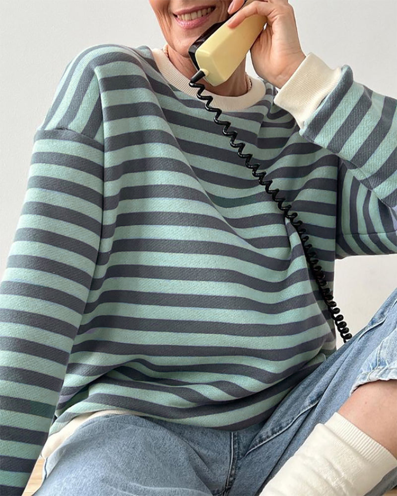Women's Cozy Striped Knit Pullover Sweater