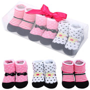 Cute Cartoon Baby Socks Set - Colorful & Breathable Stripes, Polka Dots & Letters