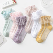 Soft Double Layer Lace Socks for Girls