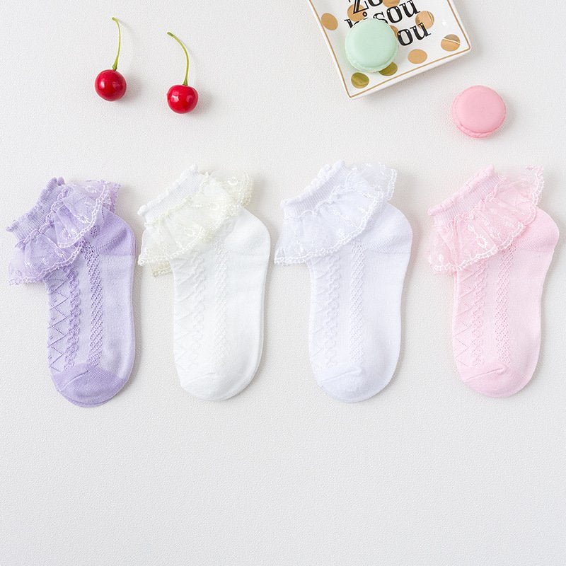 Kids' Breathable Thin Lace Socks