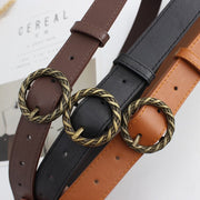 Vintage Bronze Sun Buckle Belt for Women