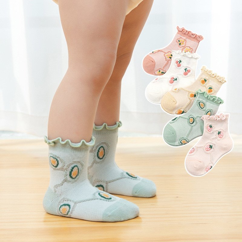 Kids' Breathable Cotton Socks with Cute Designs