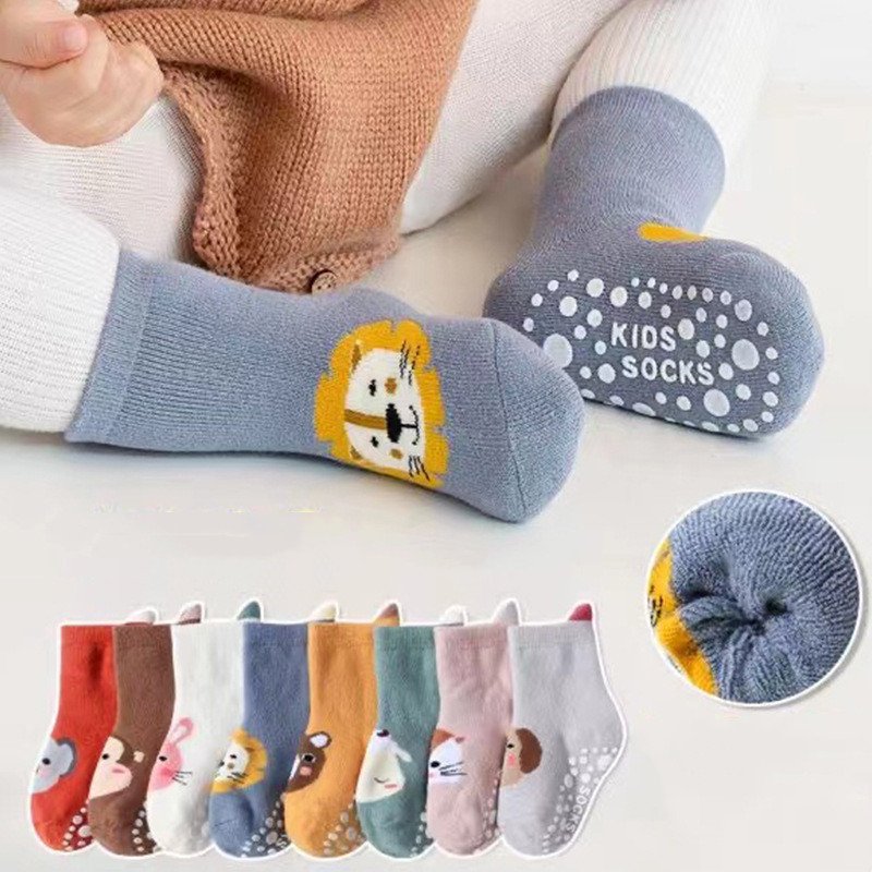 Kids' Cartoon Socks with Warm Heel Grip