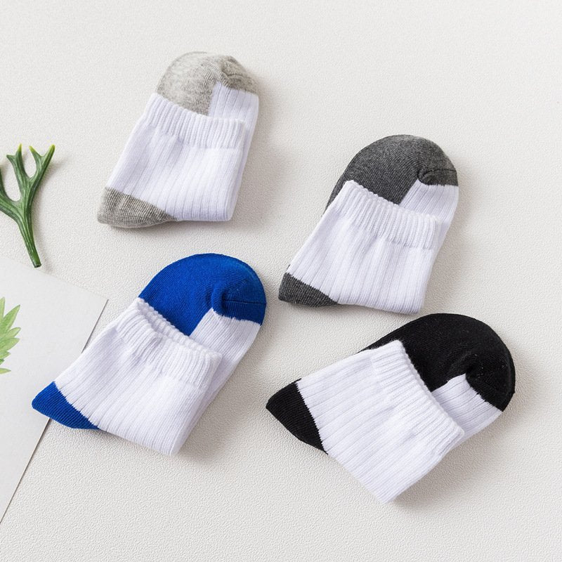 Unisex Kids' Socks for School, Medium Tube, Black, Blue, Grey - Assorted Colors