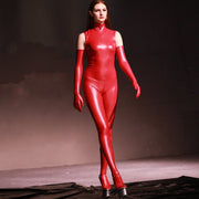 Latex Body Sculpting Bodysuit for Women - Sleeveless Turtleneck