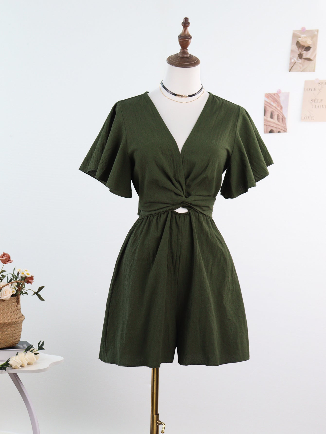 European And American Style Elegant Commuter V-Neck Jumpsuit