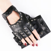Punk Rivet Half Finger Gloves for Women