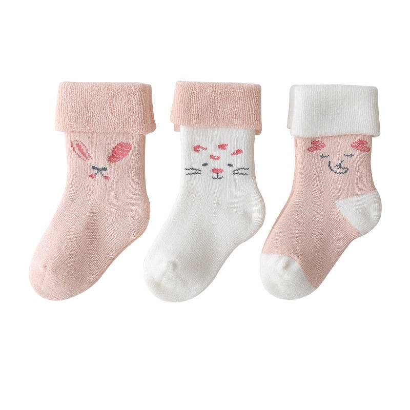 Cartoon Kids' Socks, Thick & Warm Cotton for Newborns