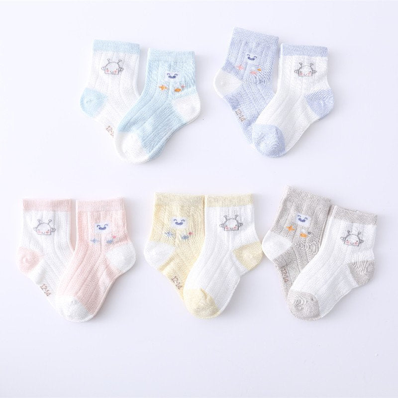 Thin Kids' Socks Breathable Cotton Mesh for Spring & Summer