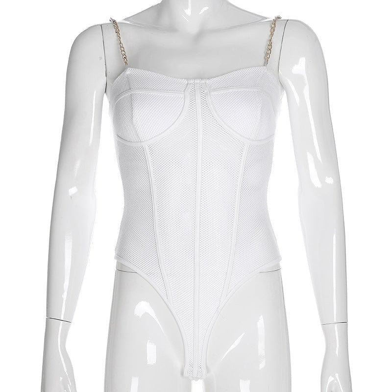 Grid Chain Sling Bottoming Shirt