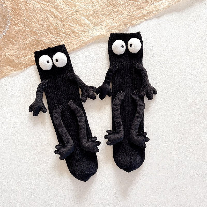 Cute Plush Doll Socks for Women - 5 Pack Black, White, Green, Dark Coffee, Navy