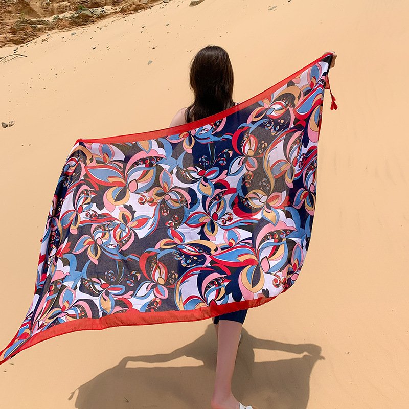 Oversized Ethnic Style Scarf for Women - Sun Protection Shawl
