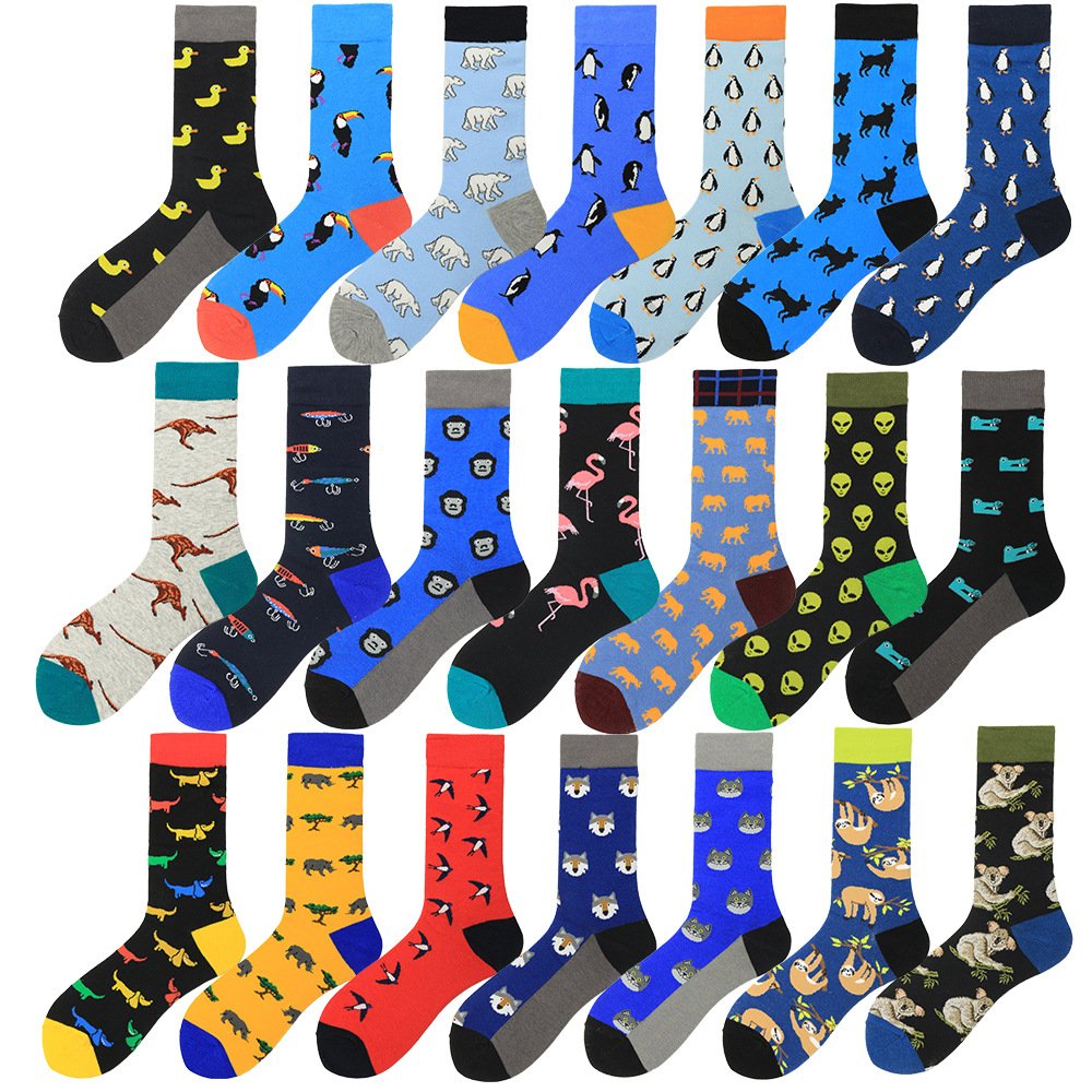 Men's Colorful Animal Print Cotton Socks