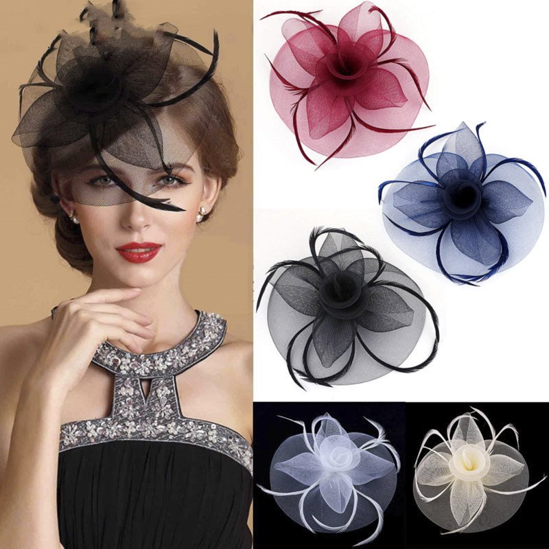 Floral Mesh Hairpiece for Wedding Stage Perfomance