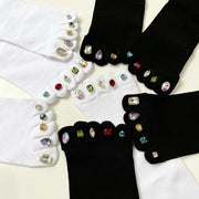 Crystal Diamond Five-Toed Socks for Women, Thin & Breathable