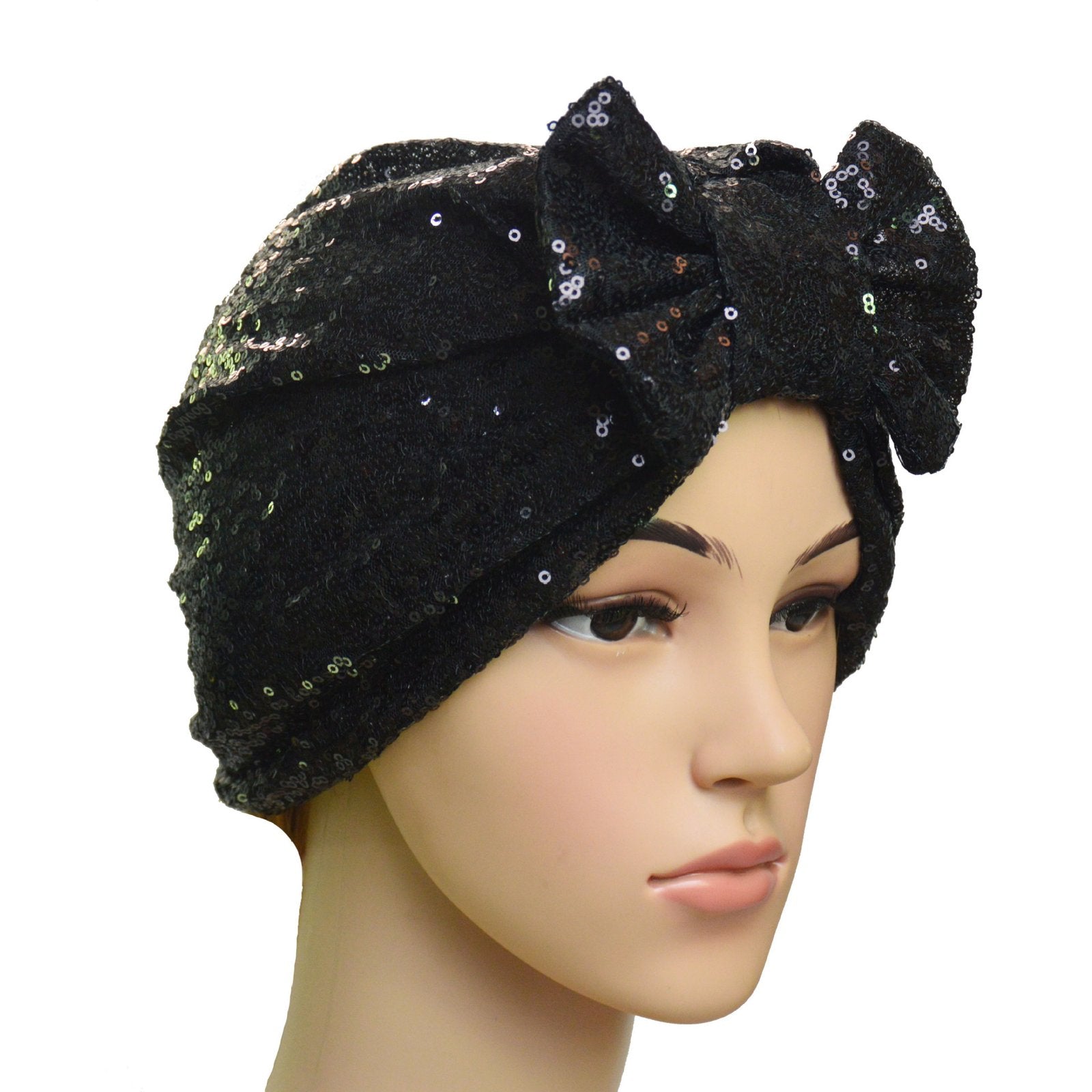 Sequin Bow Bandana Hat for Women