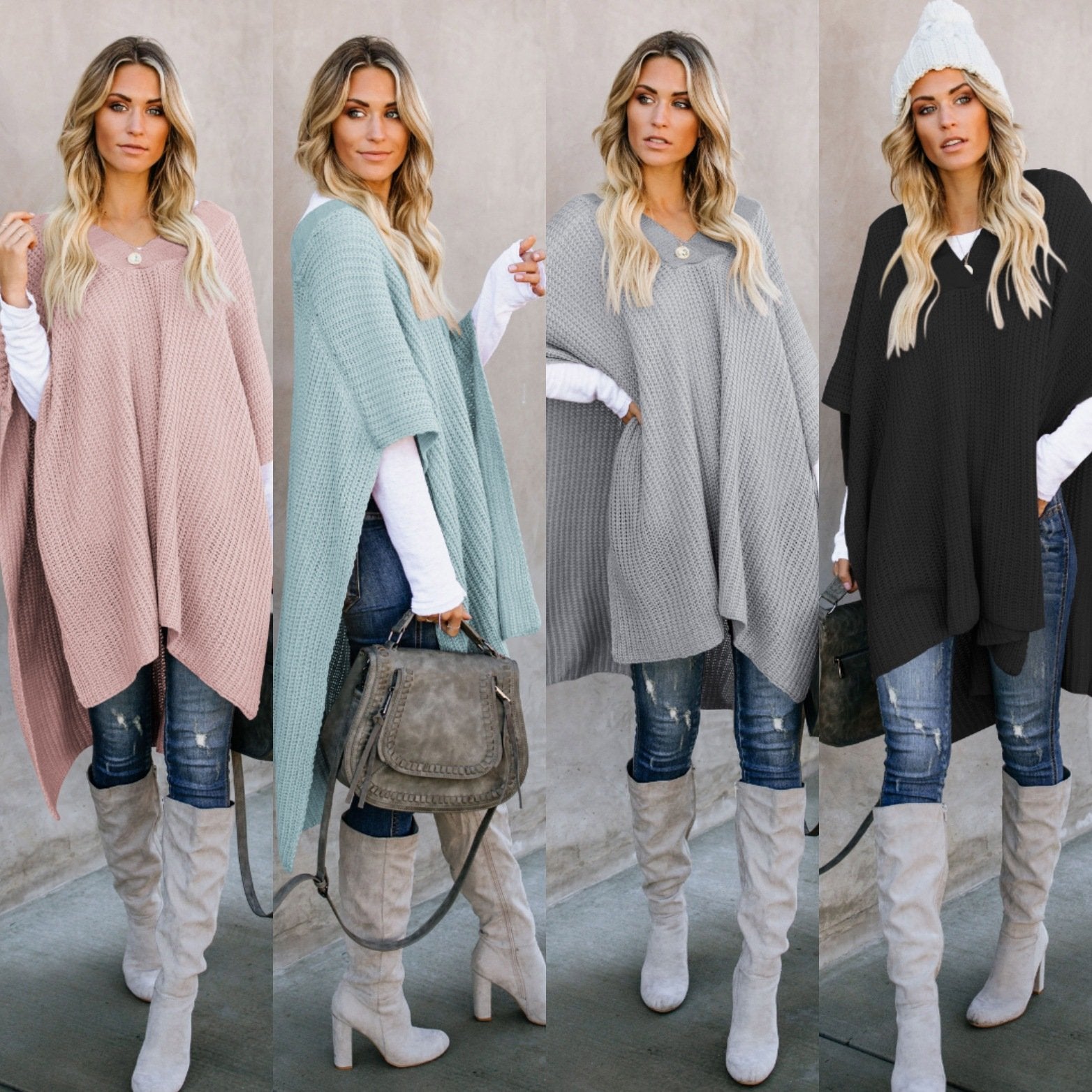 Women's Knitted Cloak Sweater, Cozy Streetwear for Cold Weather