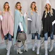 Women's Knitted Cloak Sweater, Cozy Streetwear for Cold Weather