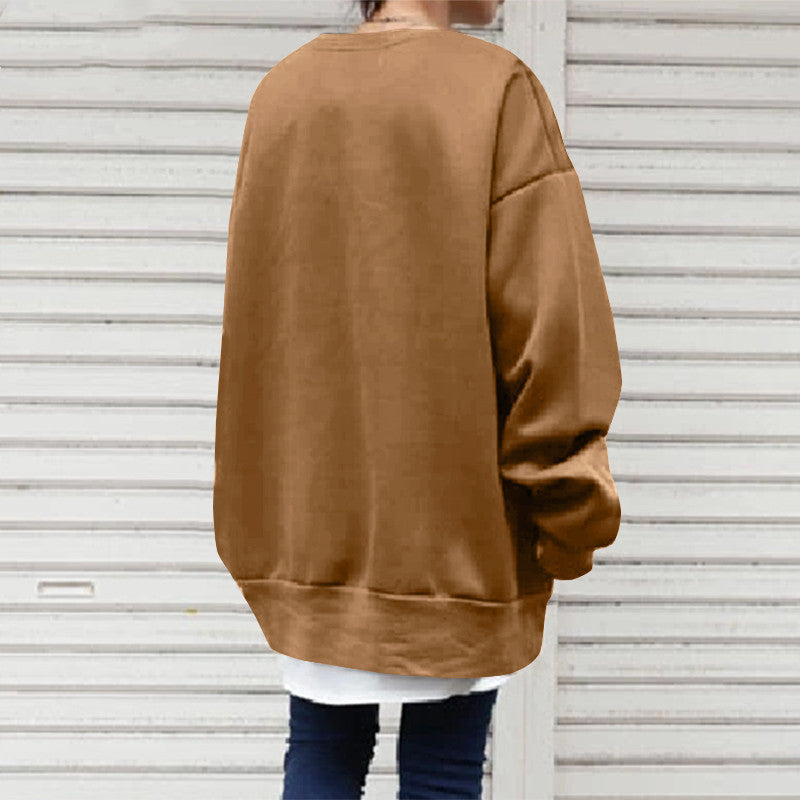 Women's Cozy Round Neck Loose Pullover Sweater