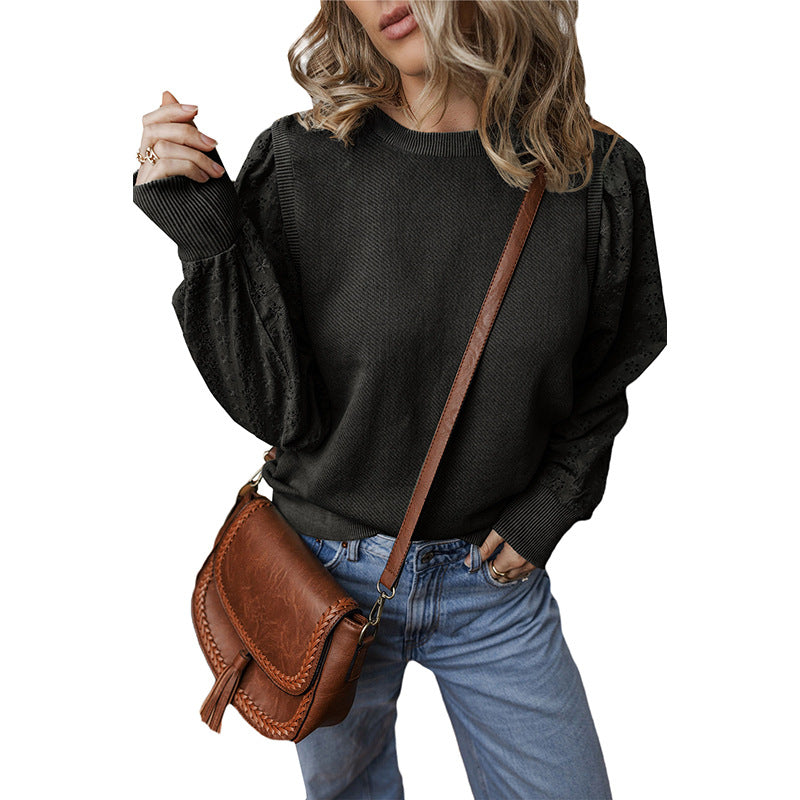 Textured Patchwork Long Sleeve Pullover