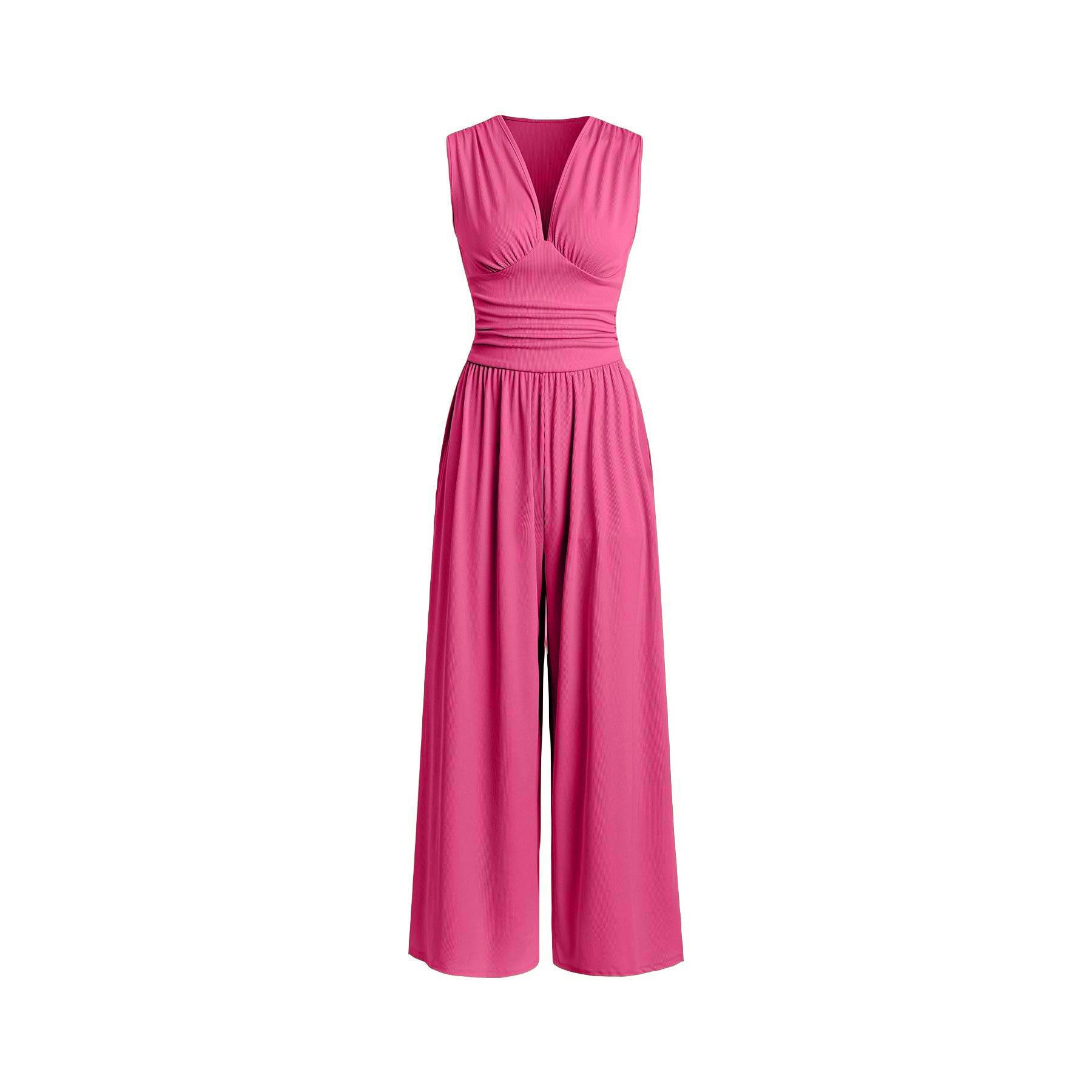 Women's Sleeveless Loose Wide-Leg Knitted Jumpsuit