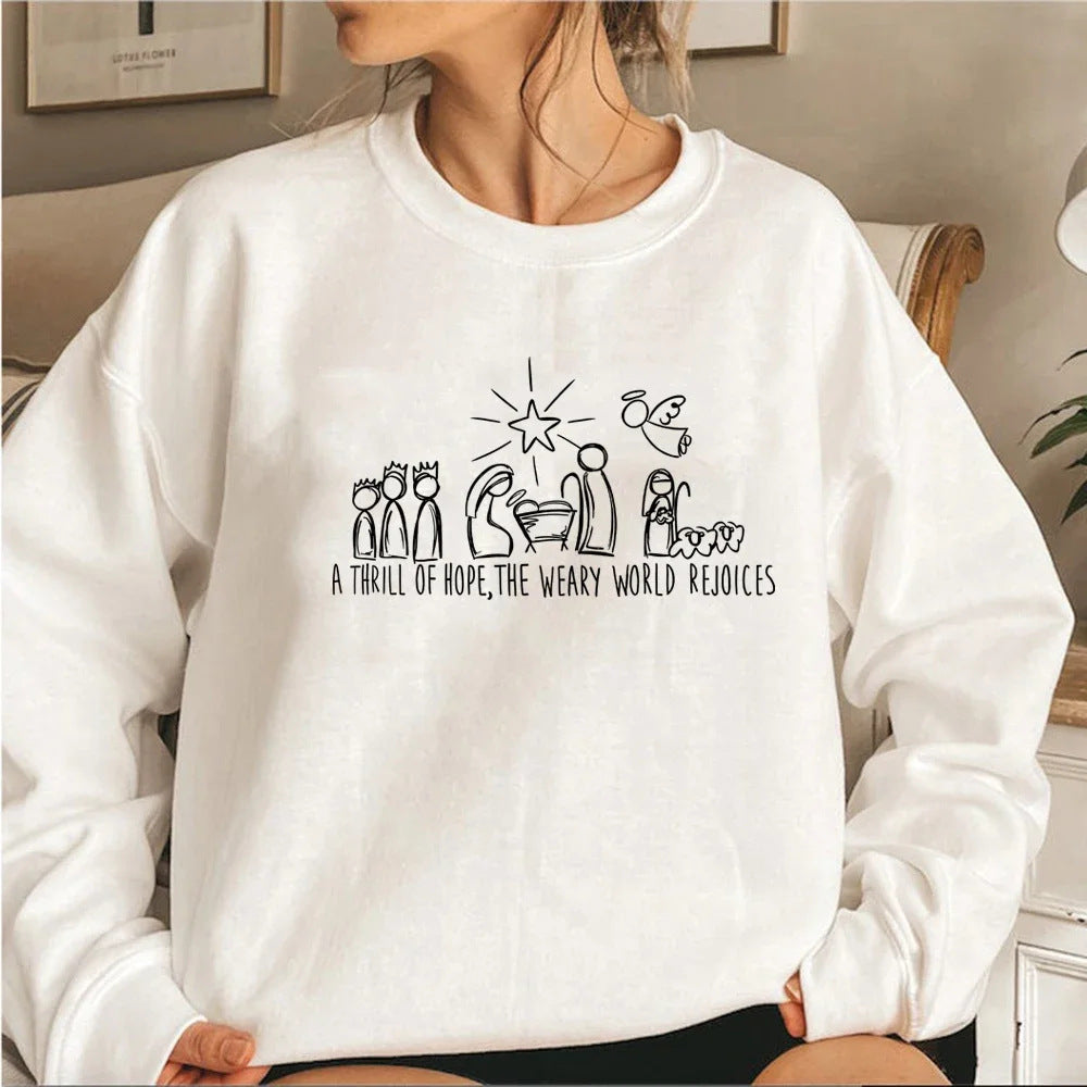 Christian Nativity Scene Christmas Sweatshirt Faith Sweater