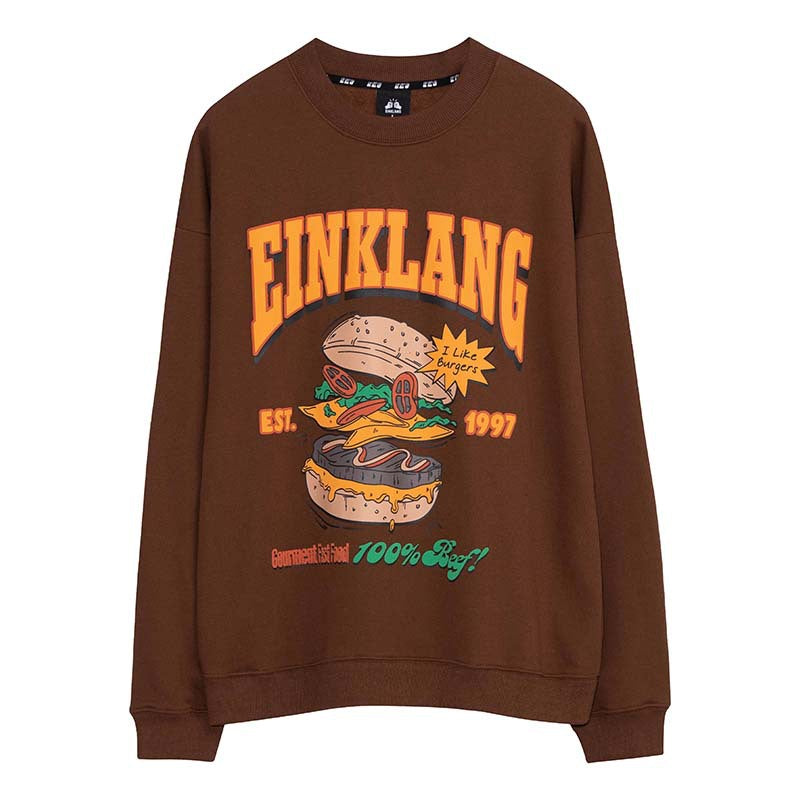 Hamburg Letter Print Oversized Long Sleeve Sweatshirt