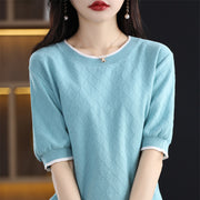Lightweight Cotton Slimming Pullover – Loose Fit, Short‑Sleeve T‑Shirt