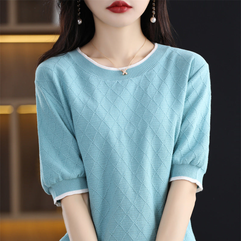 Lightweight Cotton Slimming Pullover – Loose Fit, Short‑Sleeve T‑Shirt