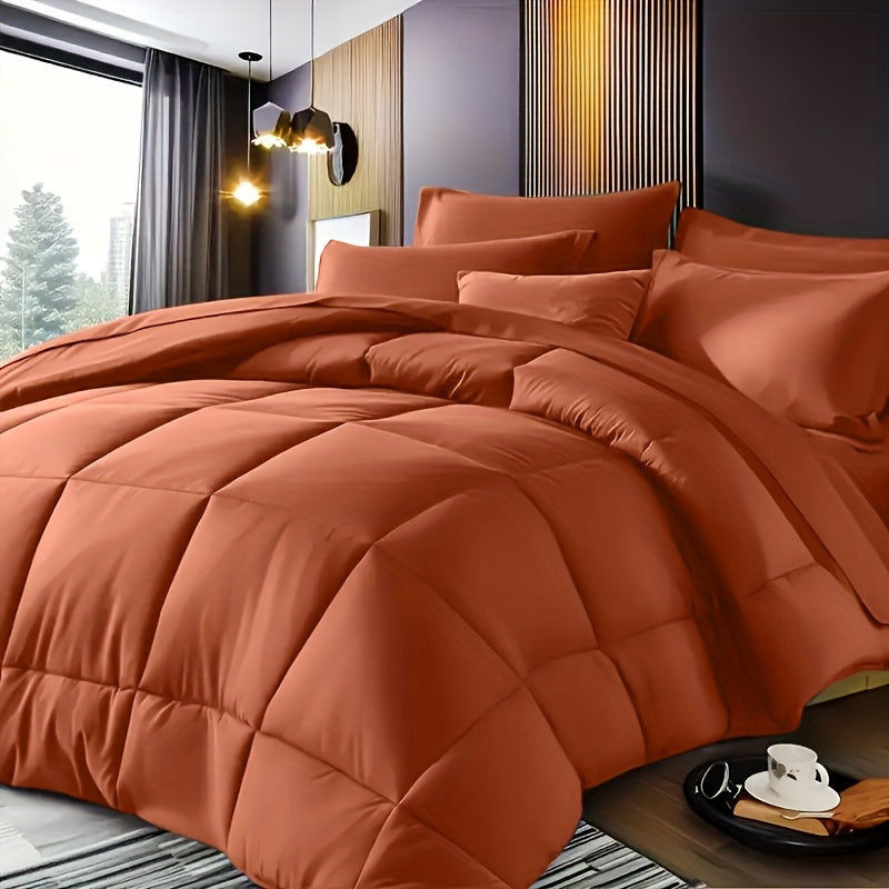 3pcs Solid Color Comforter Set, Ultra-Soft All-Season Comforter, Includes 1/2 Pillowcases, Breathable Comforter, Warm Winter, Comfortable Winter Comforter, Soft And Thickened, Suitable for All Seasons