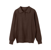 Vintage Casual All-matching Polo Lapel High Quality Knitted Sweater