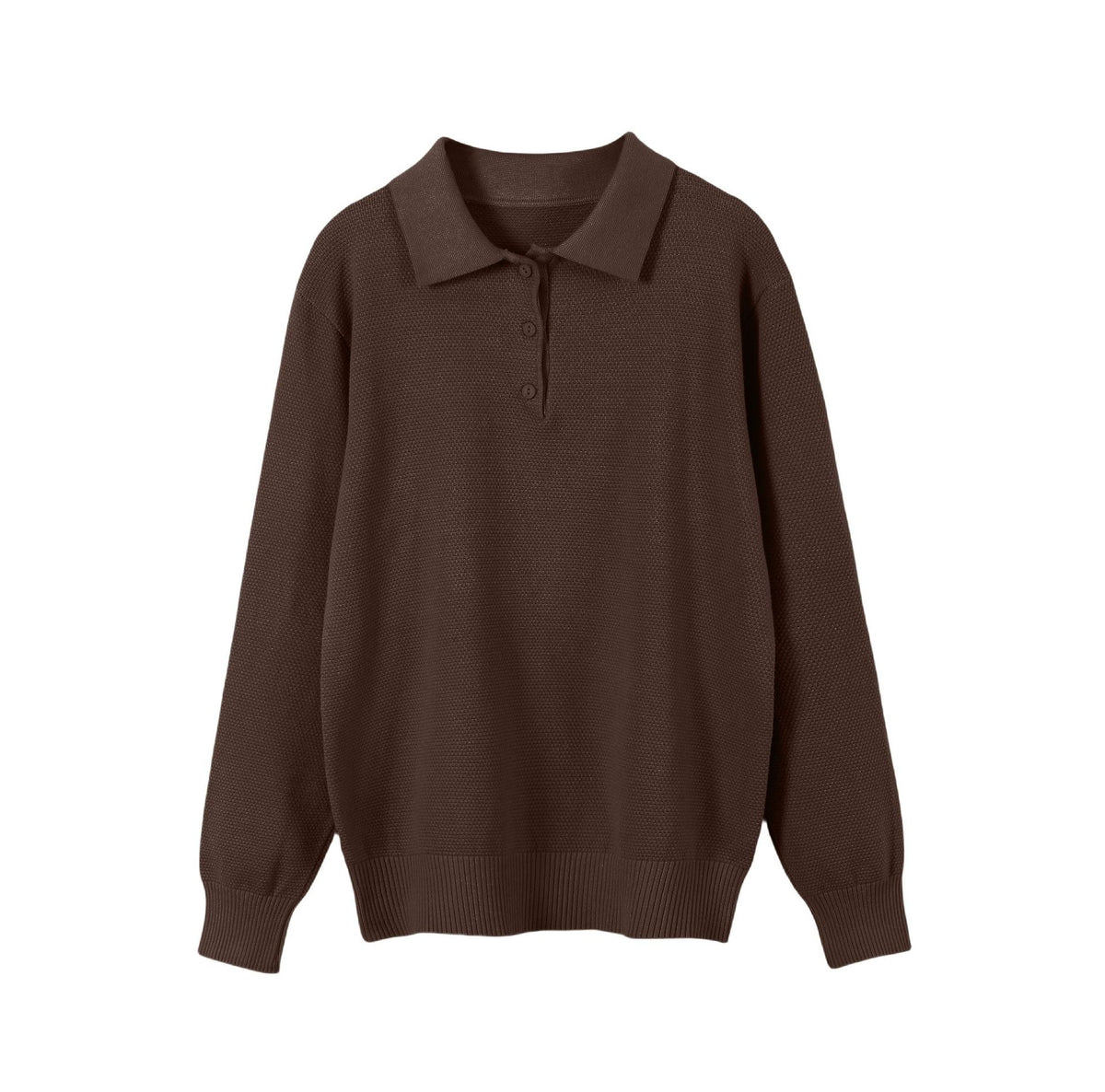 Vintage Casual All-matching Polo Lapel High Quality Knitted Sweater
