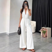 Women's Elegant V-Neck Halter Jumpsuit Chic Romper