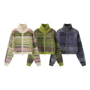 Retro Contrast Color Atmosphere Sweater Women's Loose Short
