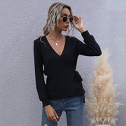Slim-Fit Black Long-Sleeve V-Neck Base Layer for Women