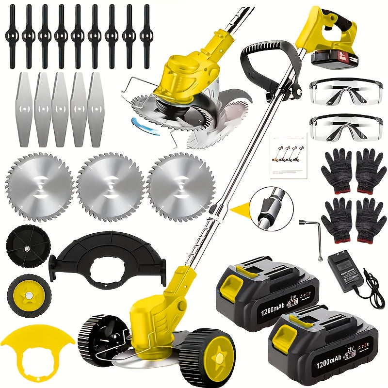 Portable Home Cordless Electric Lawn Mower, Yard Weeder/Cordless Lawn Mower With 3 Blade Sizes And Two High-Capacity Lithium-ion Batteries, Strong Power, Lots Of Freebies, Suitable For Lawn, Yard...