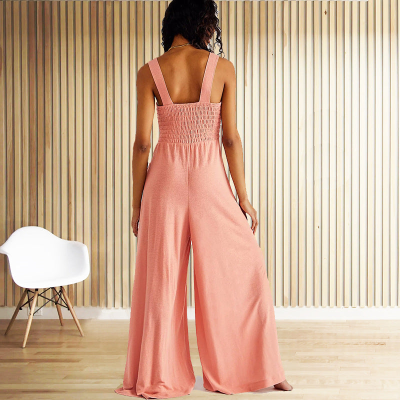 Women's Casual Wide-Leg Strap Jumpsuit
