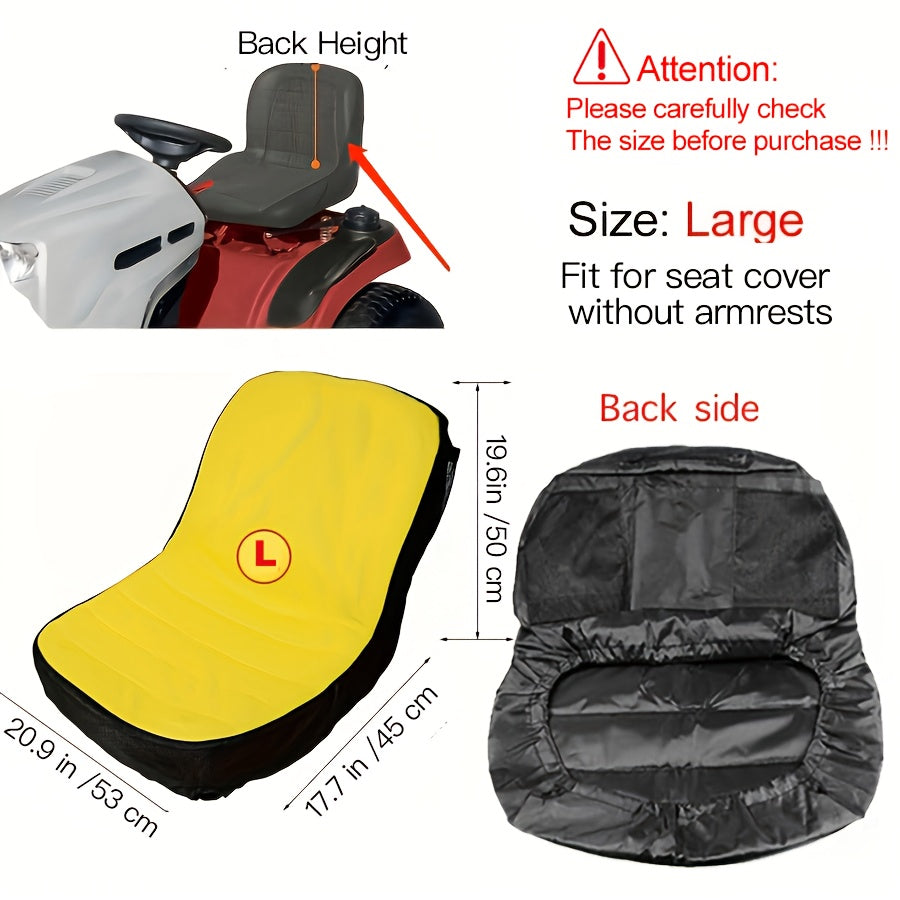[3 Size & 4 Designs] 1pc Riding Lawn Mower Tractor Seat Cover Without Armrests, Seat Replacement Parts, Mower Seat Cushion Cover, Riding Mower Accessories of Yellow Color at 2 Sizes