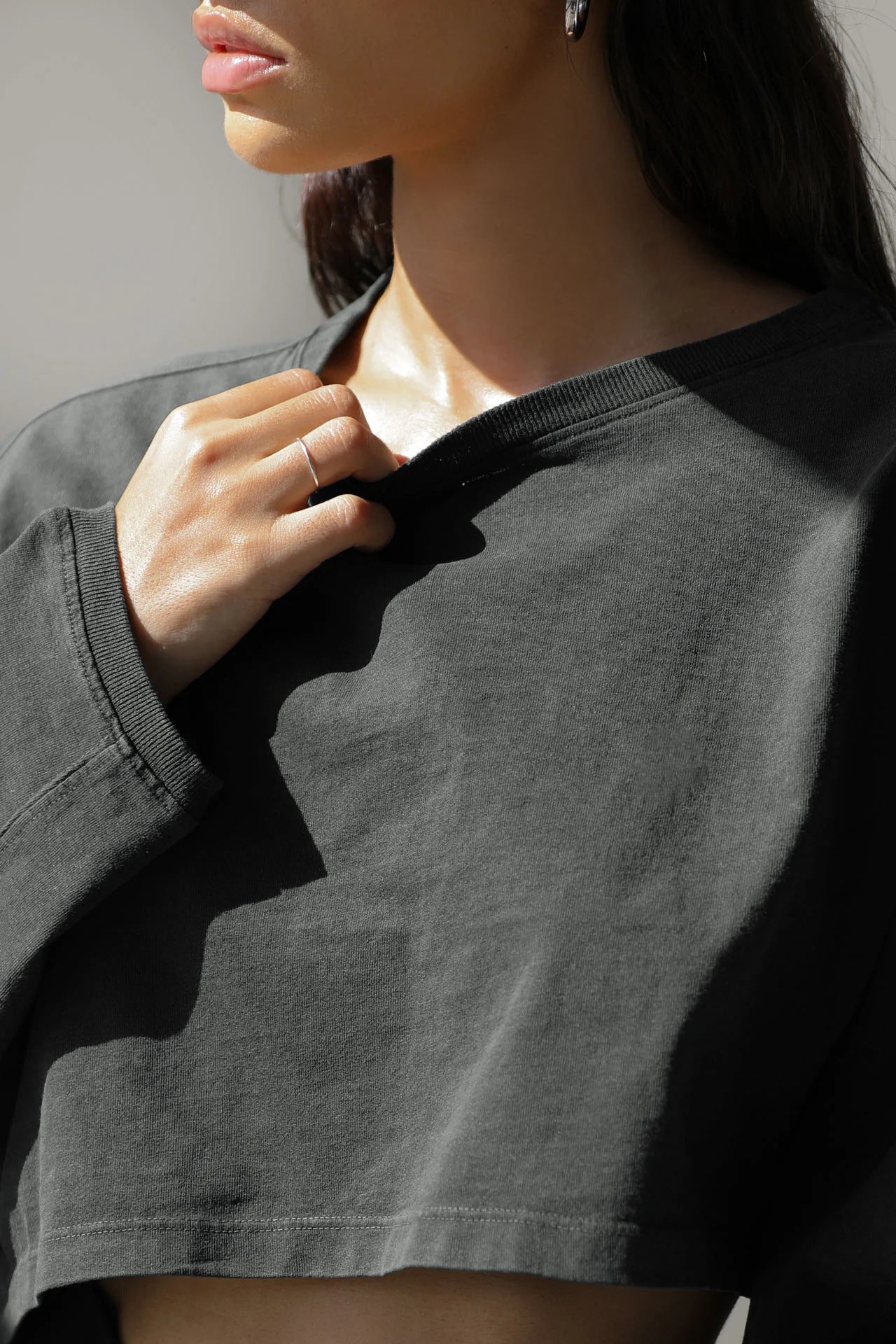 Women's Knit Sporty Long-Sleeve Pullover T-Shirt