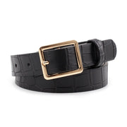 Faux Leather Belt for Women Square Button Design