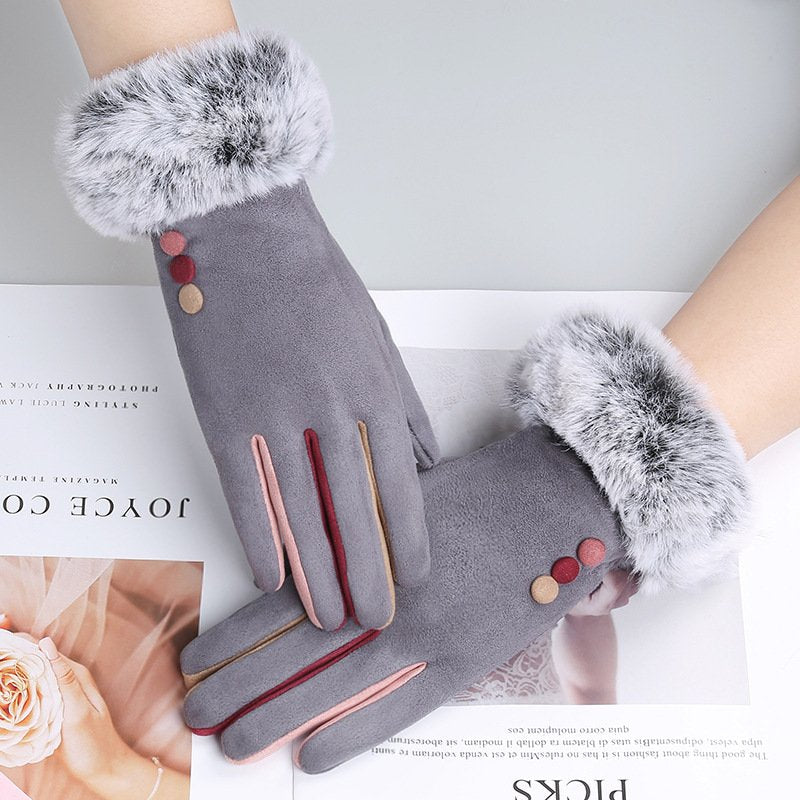 Warm Touch Screen Suede Gloves for Women