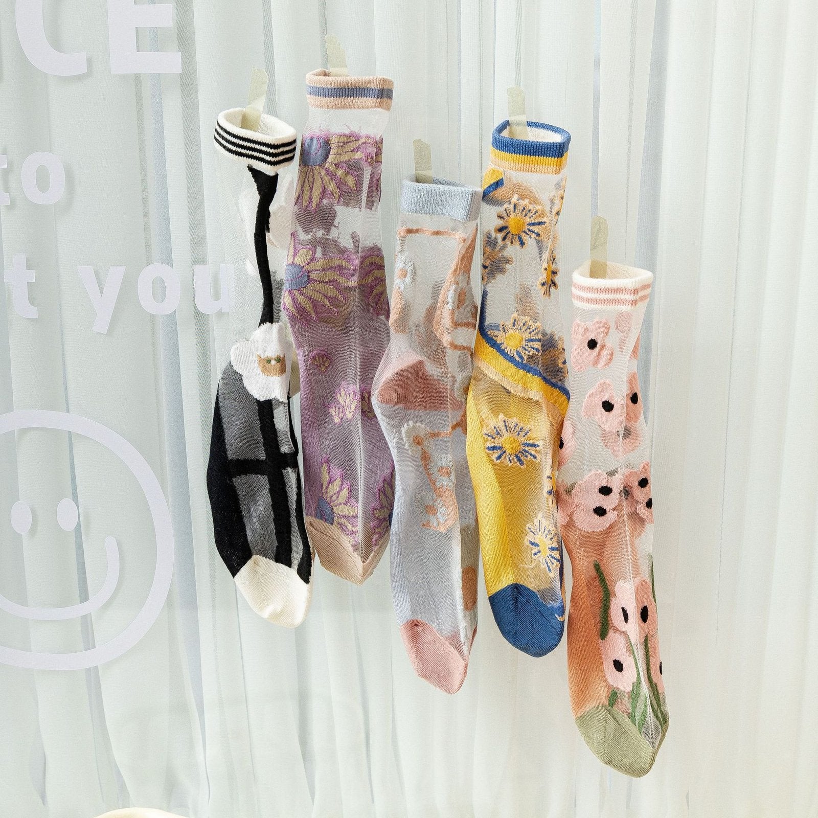 Soft Breathable Flower Socks for Women