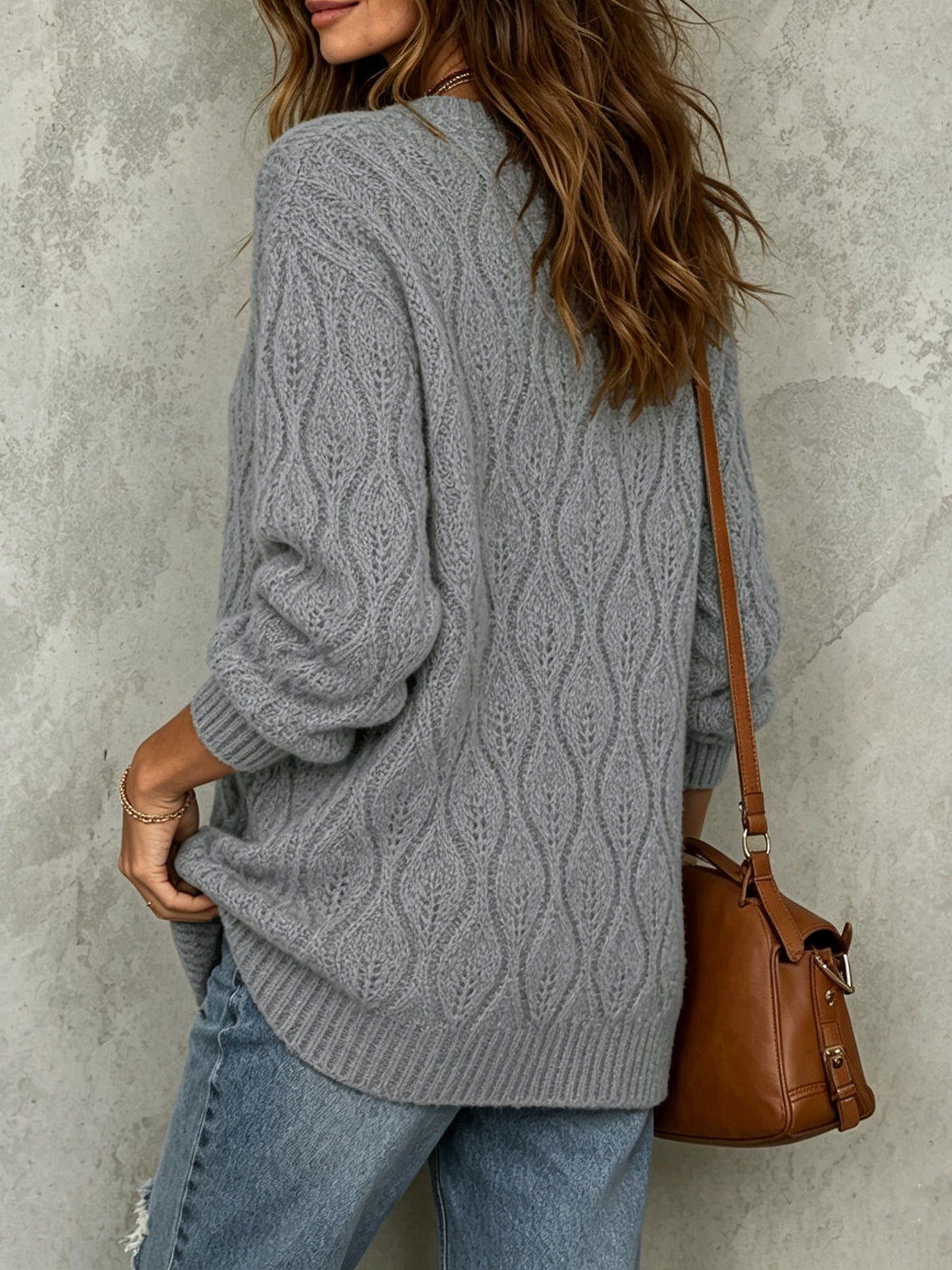 Soft Wool Blend Elastic Long Sleeve Shirt Anti-shrink Elegant Daily Wear for Ladies