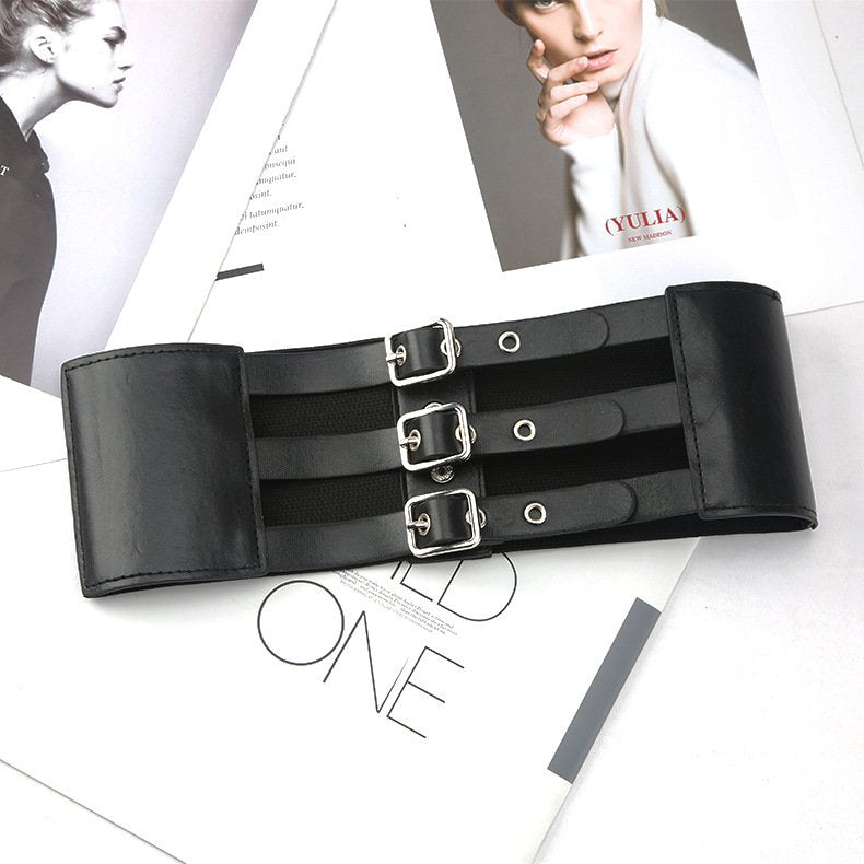 Elegant Wide PU Leather Belt for Women