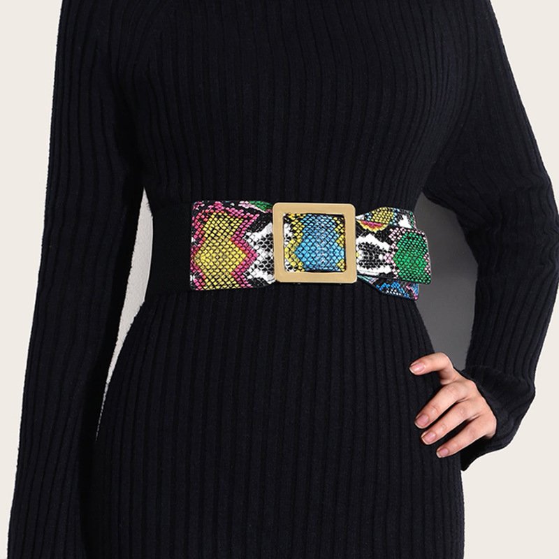 Women's Green Snake Pattern Retractable Girdle Belt