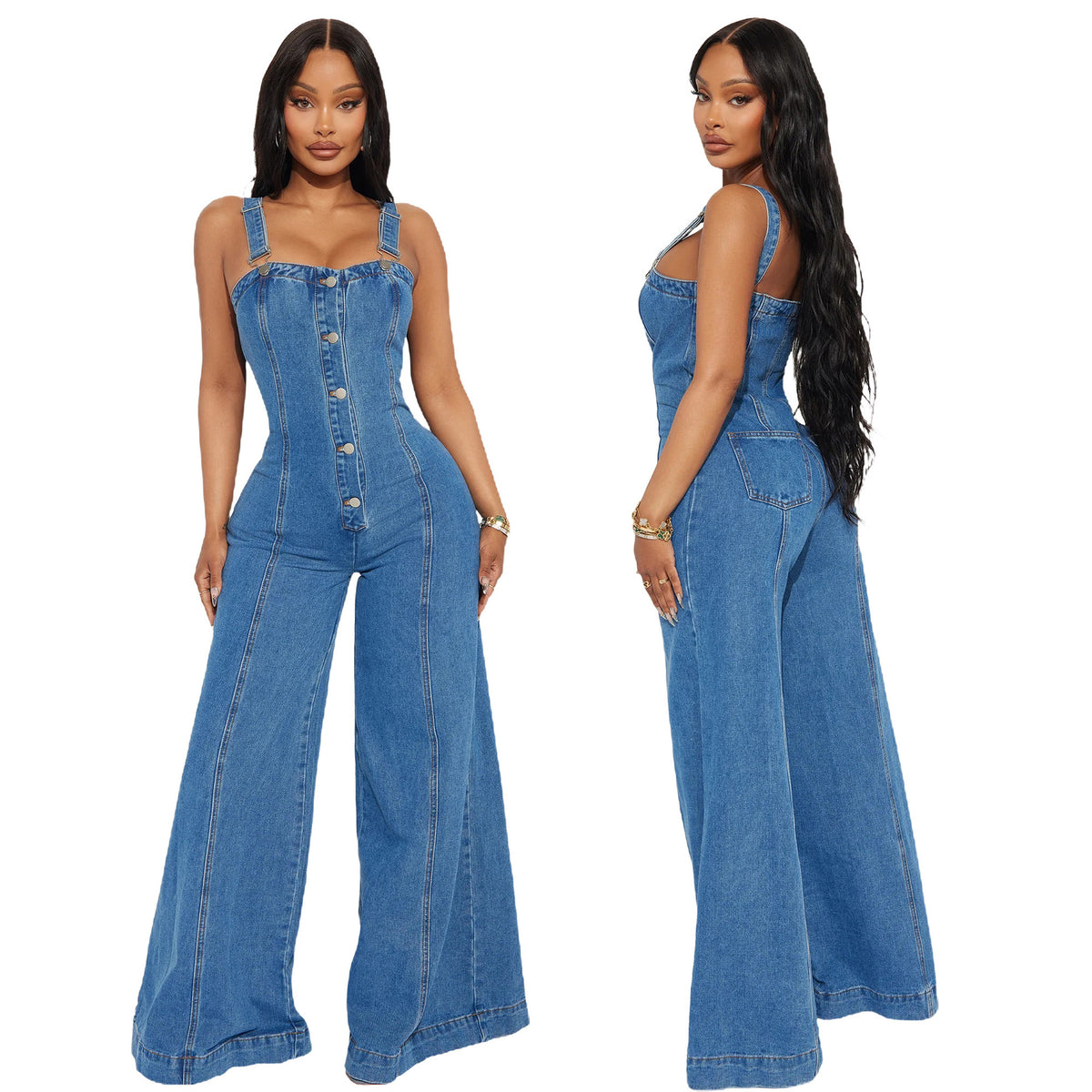 Trendy Sexy Strap Denim Jumpsuit Bib Overalls