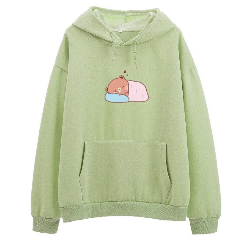 Cute Bear Print Korean Style Women's Soft Hoodie