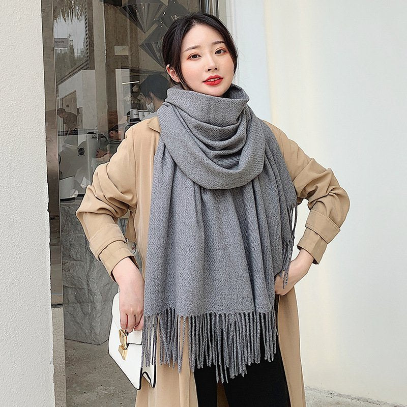 Solid Color Cashmere Scarf for Women