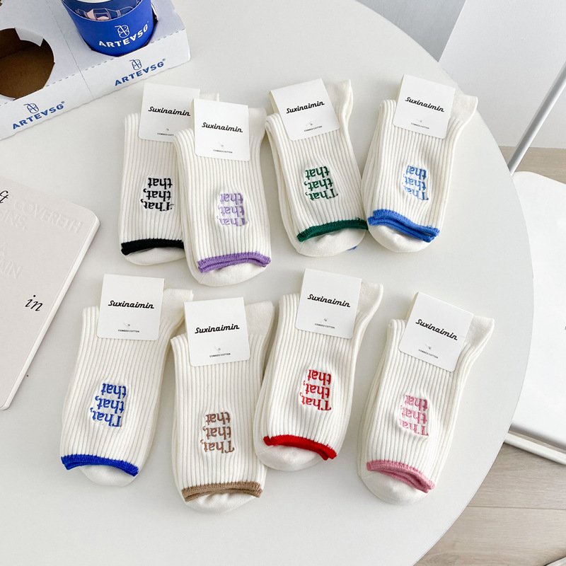 Cute Letter Embroidery Socks for Women