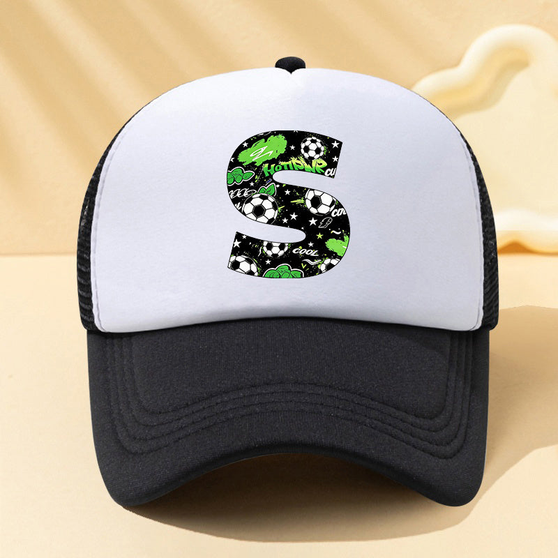 Football Letter Mesh Trucker Cap for Kids in Summer Colors